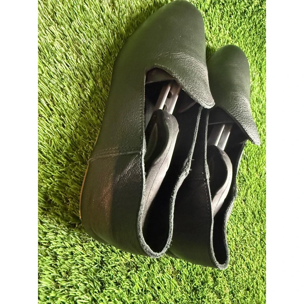 OSAY La Man in Black Loafer Black Grain Leather Handmade Slip‎ On Shoes Mens 43